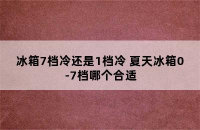 冰箱7档冷还是1档冷 夏天冰箱0-7档哪个合适